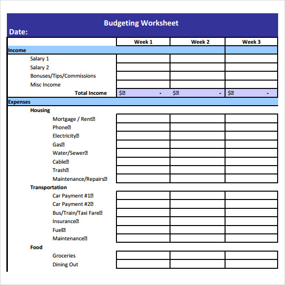 FREE 12+ Budget Worksheet Templates in PDF Numbers