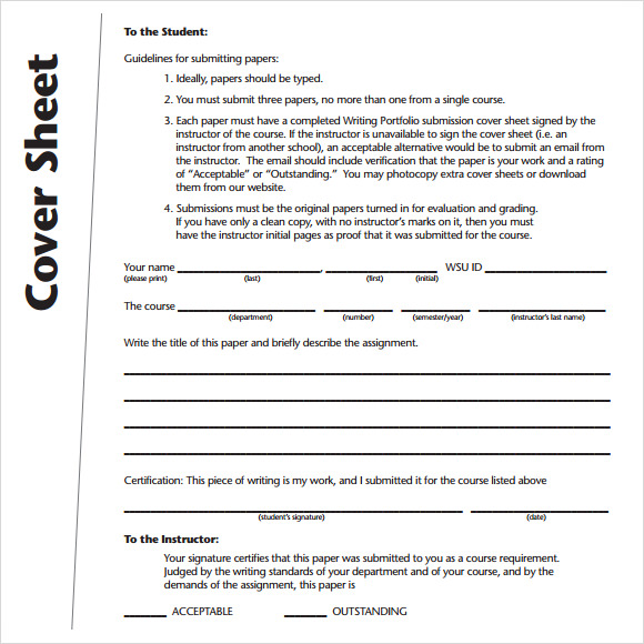 Sample Cover Sheet 9+ Documents In PDF, Word