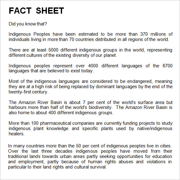 FREE 17+ Fact Sheet Templates in MS Word Apple Pages PDF