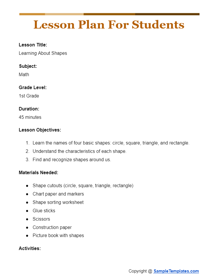 FREE 12+ Sample Lesson Plan Templates in PDF, Word