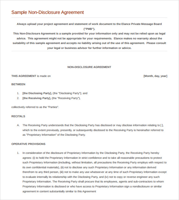 FREE 16+ Sample Non Disclosure Agreement Templates in Google Docs MS