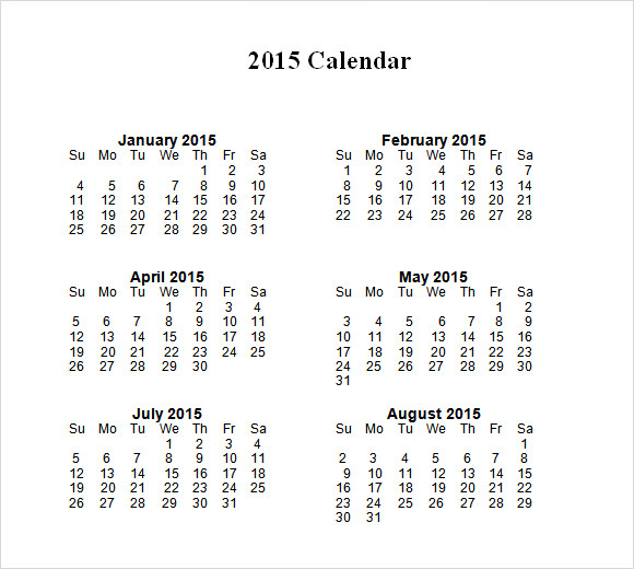 FREE 6+ Calendar Templates in PDF MS Word