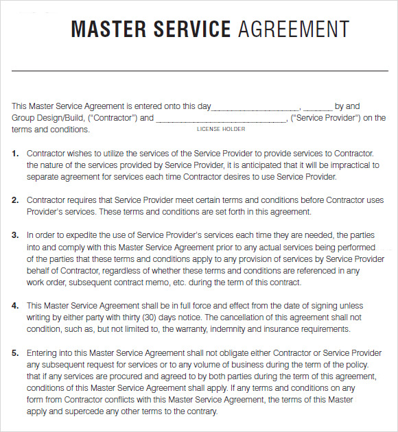 master service agreement template
