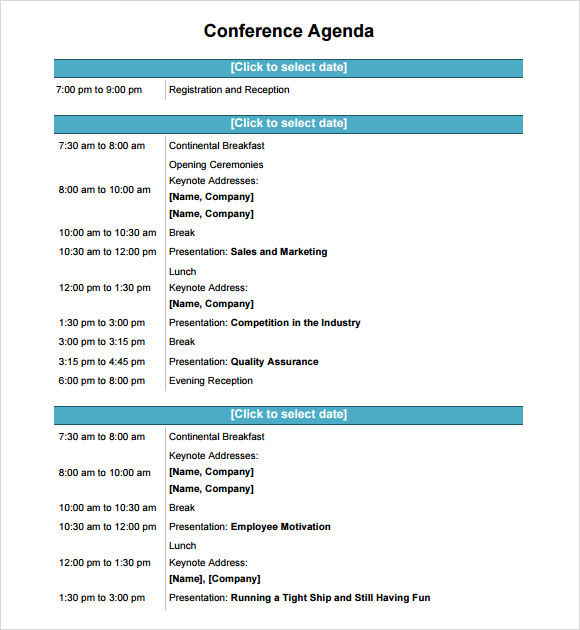 8 Agenda Planner Templates Free Samples , Examples & Format Sample