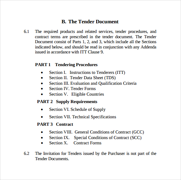 Sample Tender Document 9+ Free Documents in PDF