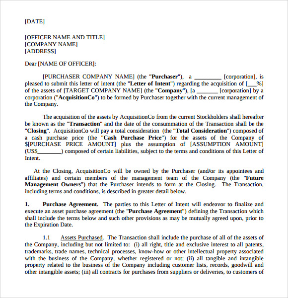 Letter of Intent to Purchase 9+ Download Free Documents in PDF , Word