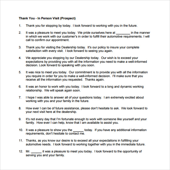 FREE 8+ Sample Writing Thank You Note Templates in PDF