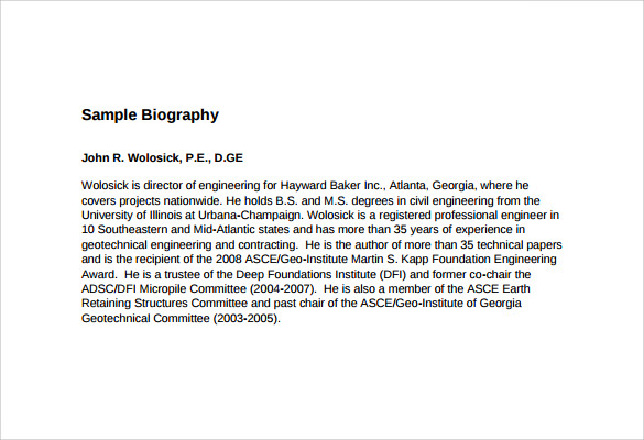 7+ Biography Samples Sample Templates