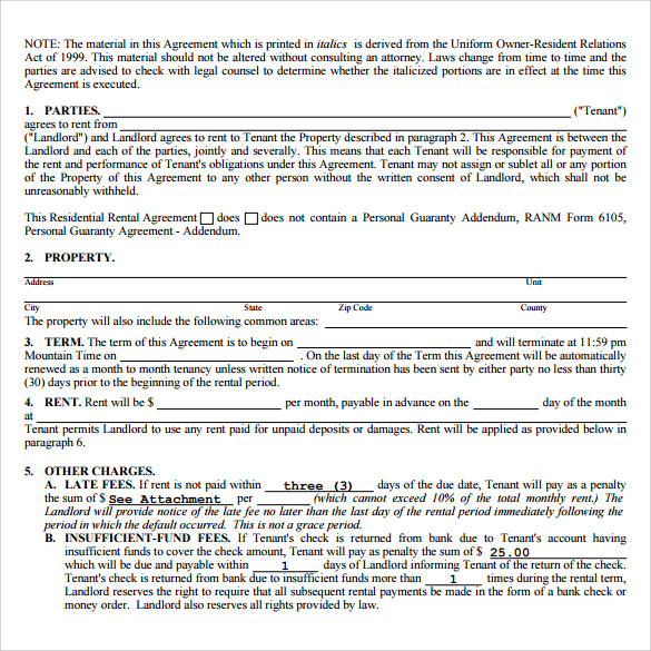 FREE 7+ Blank Rental Agreement Templates in PDF MS Word
