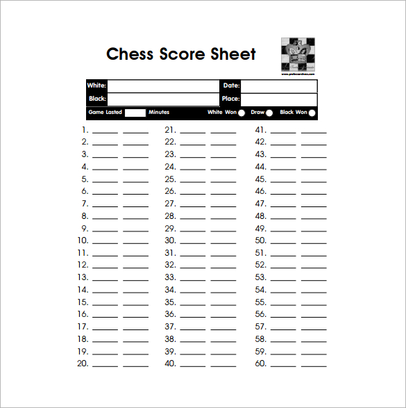 FREE 8+ Sample Chess Score Sheet Templates in PDF MS Word