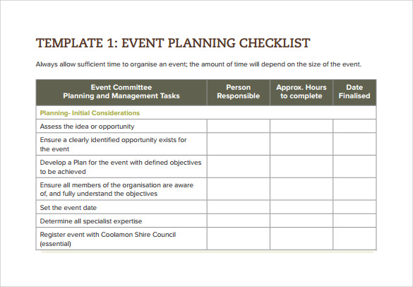 7+ Event Checklist Templates Sample Templates