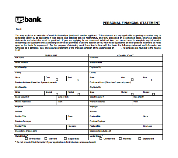 FREE 14+ Personal Financial Statement Forms in PDF