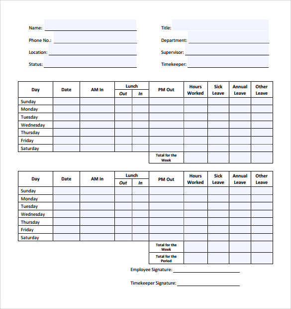 FREE 11+ Sample Employee Timesheet Calculator Templates in PDF Excel