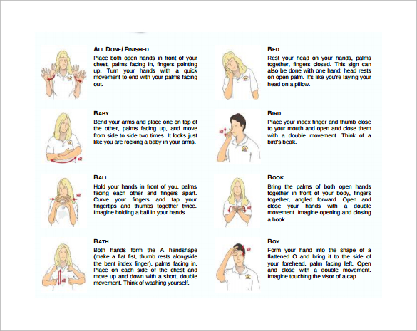 FREE 6+ Sample Baby Sign language Chart Templates in PDF