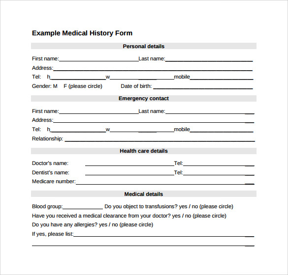 15+ Medical History Forms Sample Templates