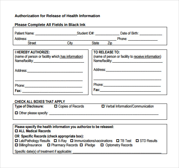 Hipaa Patient Release Form