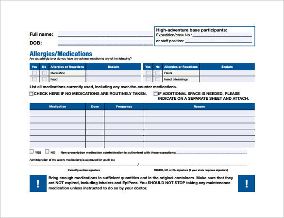 FREE 8+ BSA Medical Forms in PDF MS Word