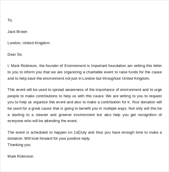 Sample Charity Fundraising Letter | The Document Template