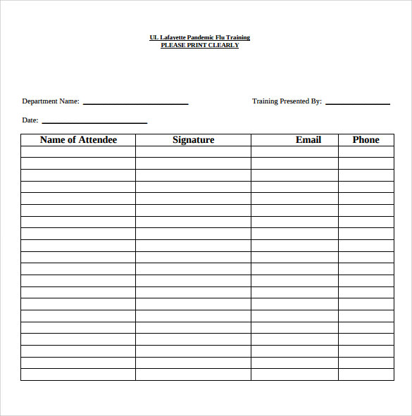 FREE 17+ Sample Training Sign in Sheet Templates in PDF