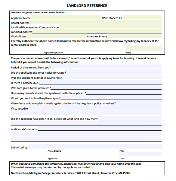 FREE 9+ Sample Landlord Reference Templates in PDF MS Word