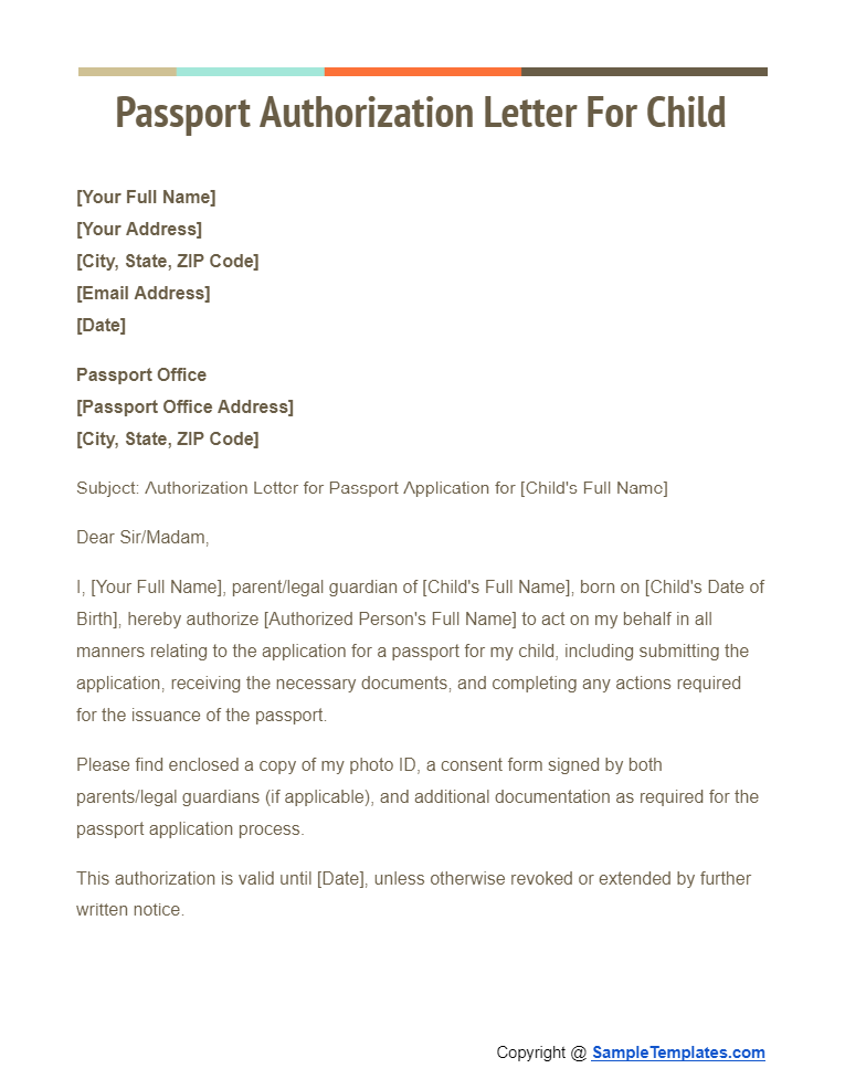 FREE 15+ Passport Authorization Letter Templates in Word, PDF