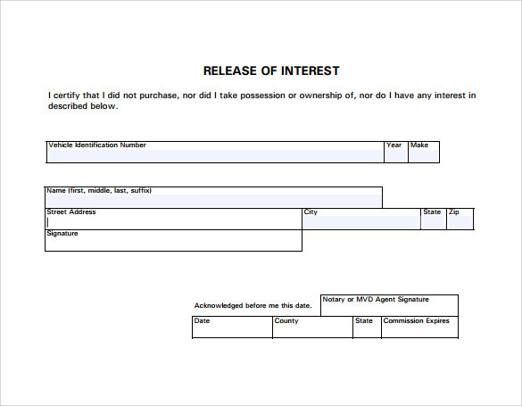 FREE 12+ Sample Release of Interest Forms in PDF MS Word