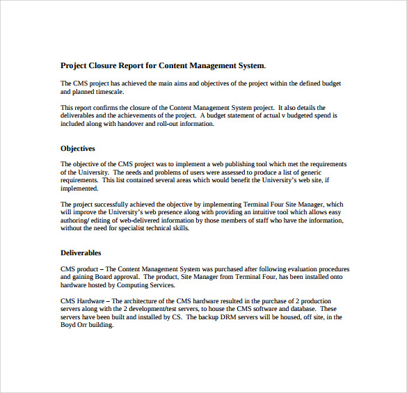 FREE 9+ Sample Project Closure Templates in PDF MS Word