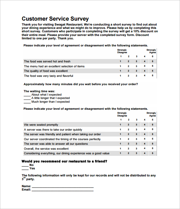 FREE 14+ Sample Restaurant Survey Templates in MS Word PDF