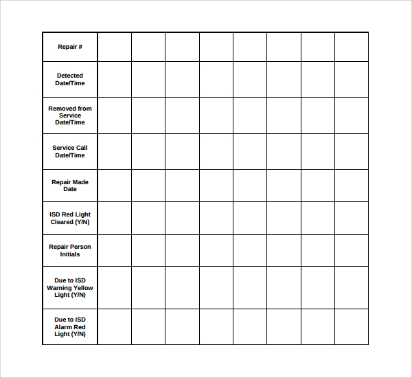 Maintenance And Repair Log Templates 11+ Free Docs, Xlsx & PDF