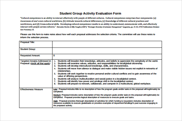 7+ Group Activity Evaluation Templates Sample Templates
