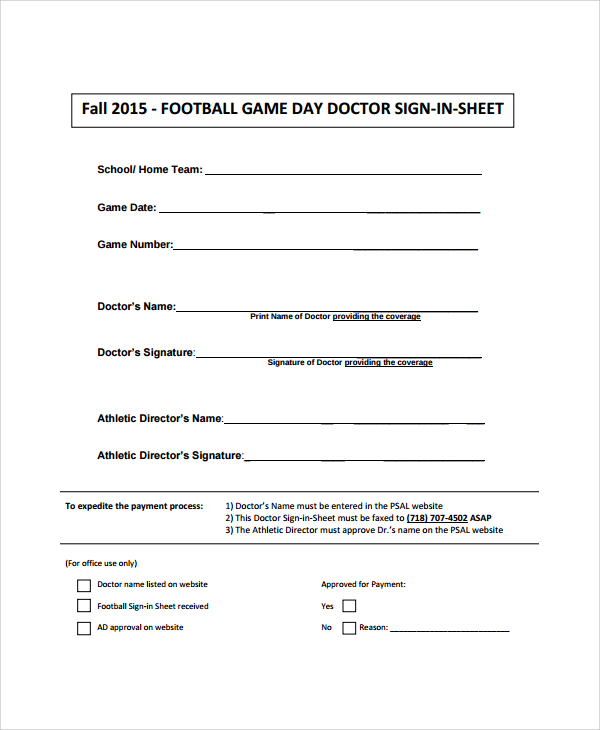 FREE 7+ Sample Doctor Sign in Sheet Templates in PDF