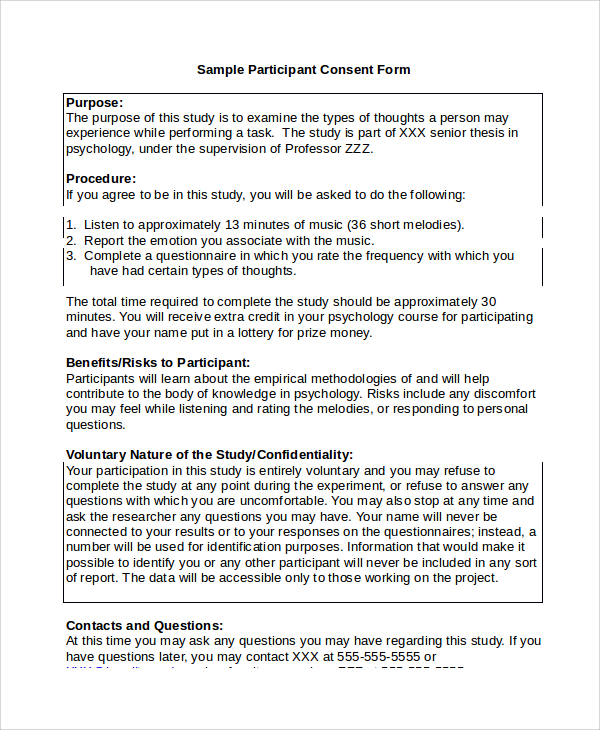 Sample Psychology Consent Form 7+ Free Documents Download in PDF, Word