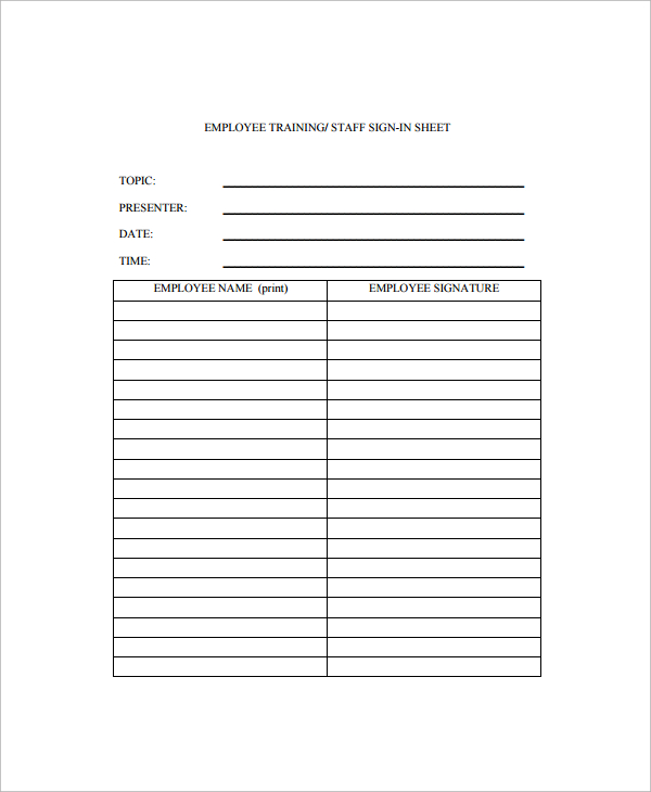 Sample Employee Sign in Sheet 9+ Free Documents Download in Word
