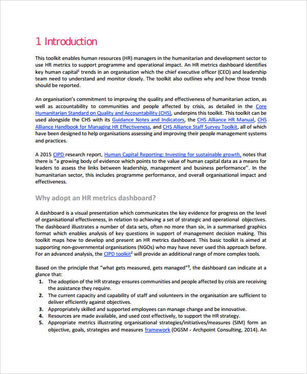 Sample HR Dashboard 7+ Documents in PDF