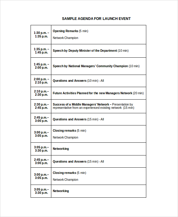 FREE 9+ Sample Event Agenda Templates in PDF MS Word