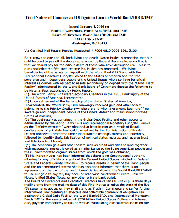 FREE 7+ Sample Final Notice Templates in PDF MS Word