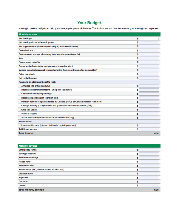 25+ Budget Templates Sample Templates