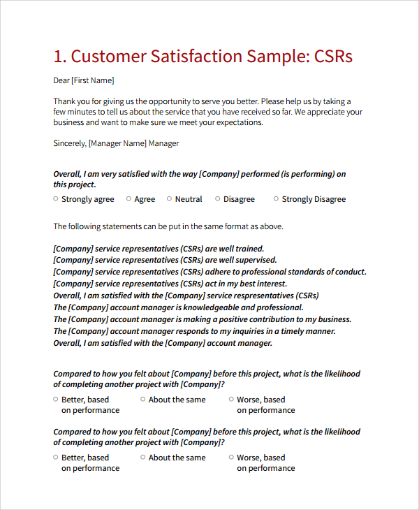 FREE 9+ Sample Survey Form Templates in PDF MS Word