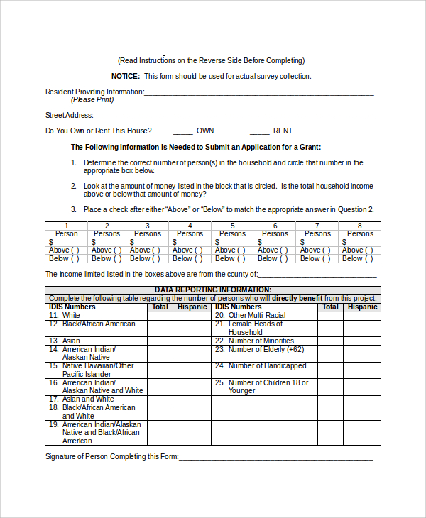 FREE 9+ Sample Survey Form Templates in PDF MS Word
