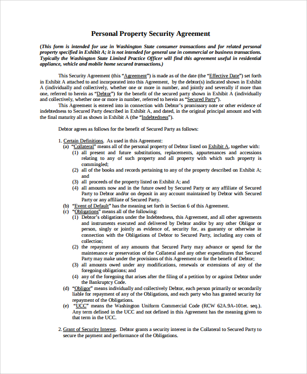 FREE 8+ Sample Commercial Security Agreement Templates in PDF MS Word
