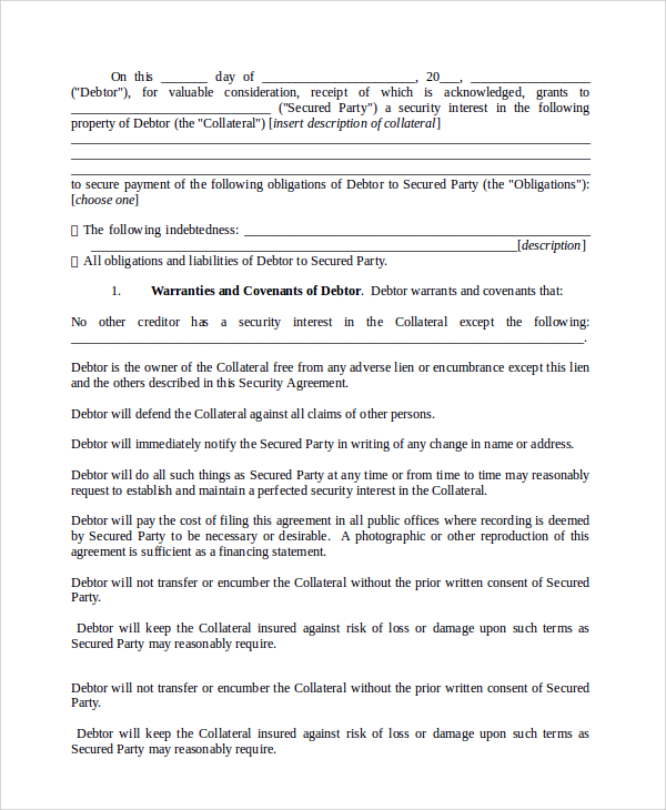 FREE 8+ Sample Commercial Security Agreement Templates in PDF MS Word