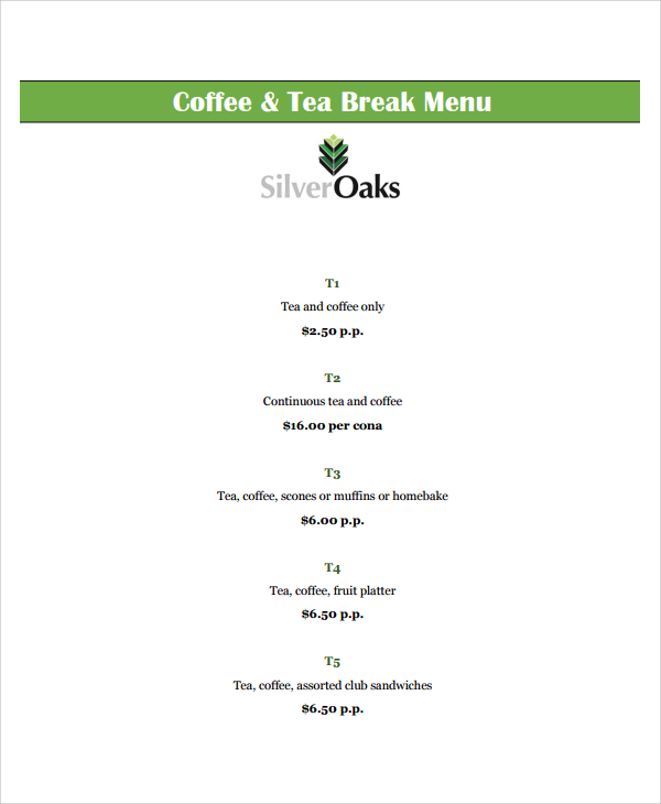 FREE 7+ Sample Coffee Menus in PDF