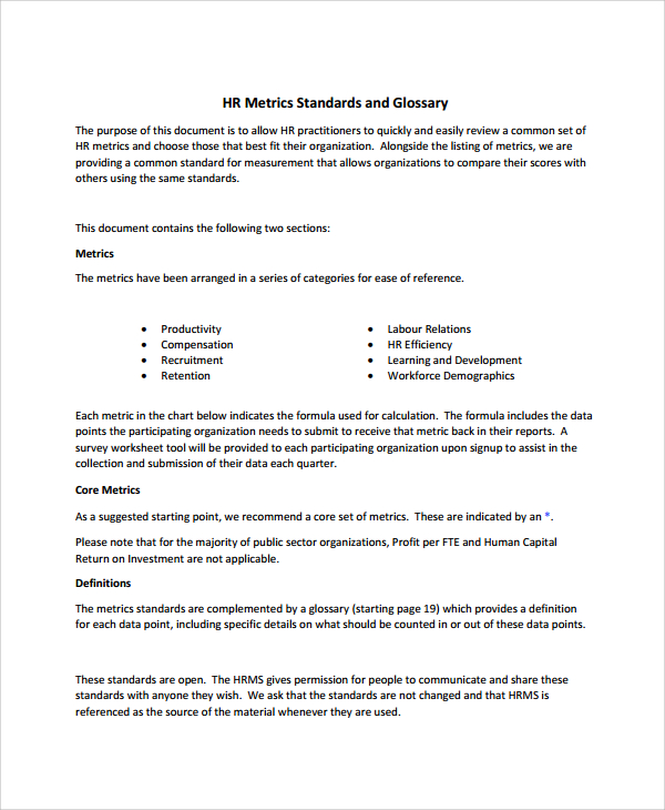 FREE 10+ Sample HR Metrics Templates in PDF, Word