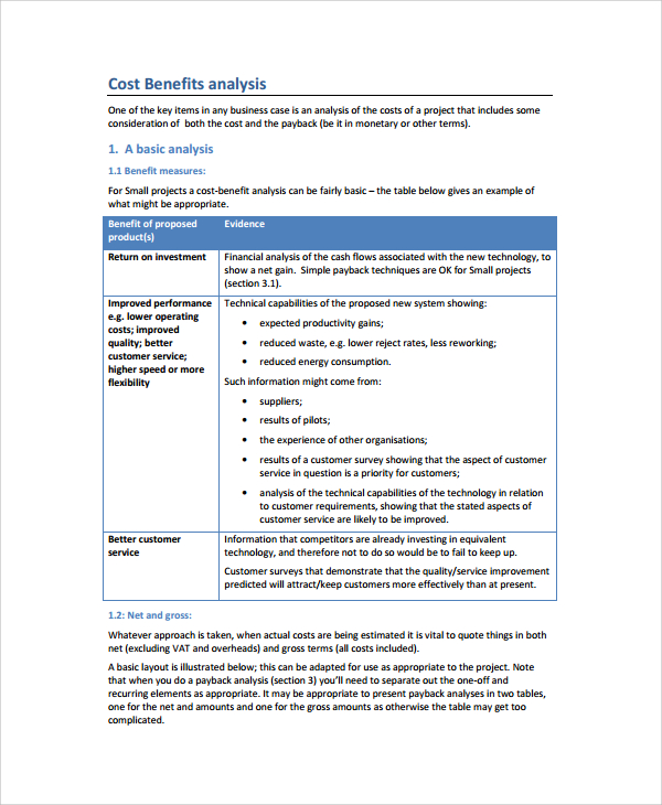 FREE 10+ Sample Cost Benefit Analysis Templates in PDF MS Word Excel