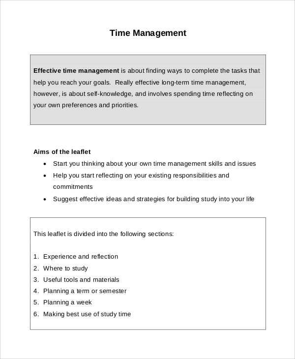 FREE 19+ Sample Time Management in MS Word PDF