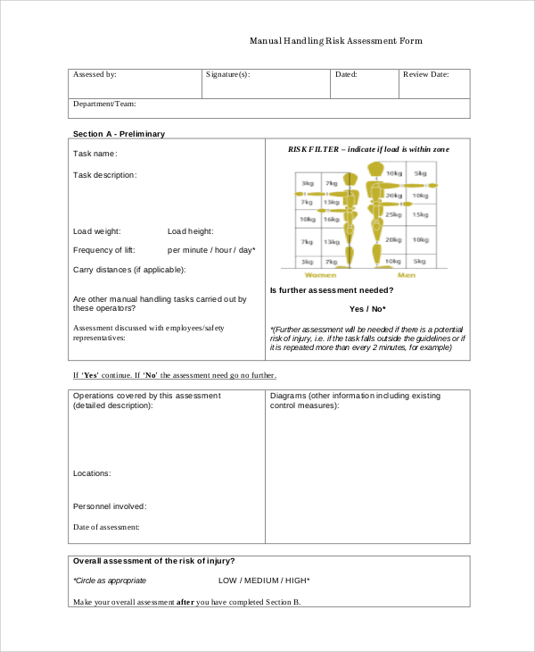 FREE 8+ Sample Manual Handling Risk Assessment Templates in MS Word PDF