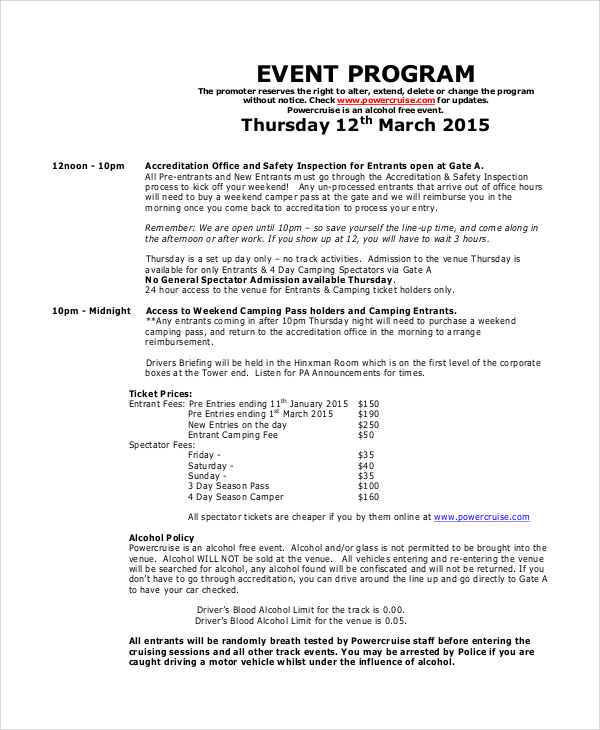 FREE 6+ Sample Event Program Templates in PDF