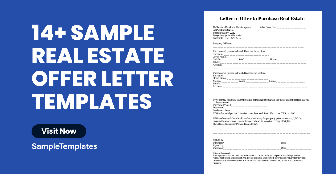 FREE 14+ Sample Real Estate Offer Letter Templates in PDF MS Word