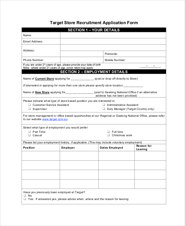 FREE 7+ Employment Application Form Samples in PDF