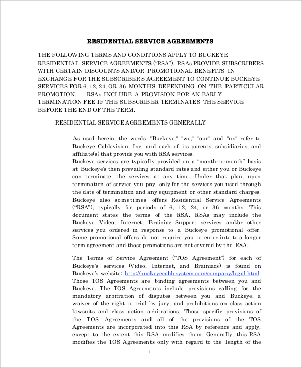 FREE 7+ Sample Residential Service Contract Templates in